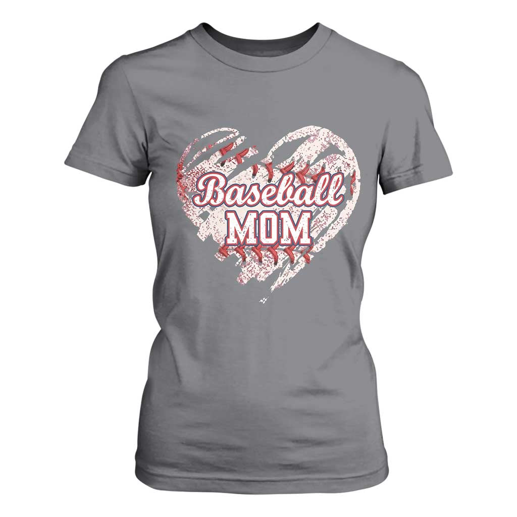 Baseball Mom T Shirt For Women Baseball Mama Life Game Day Vintage Heart TS11 Charcoal Print Your Wear
