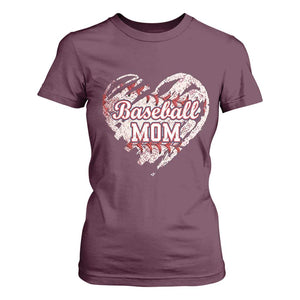 Baseball Mom T Shirt For Women Baseball Mama Life Game Day Vintage Heart TS11 Maroon Print Your Wear