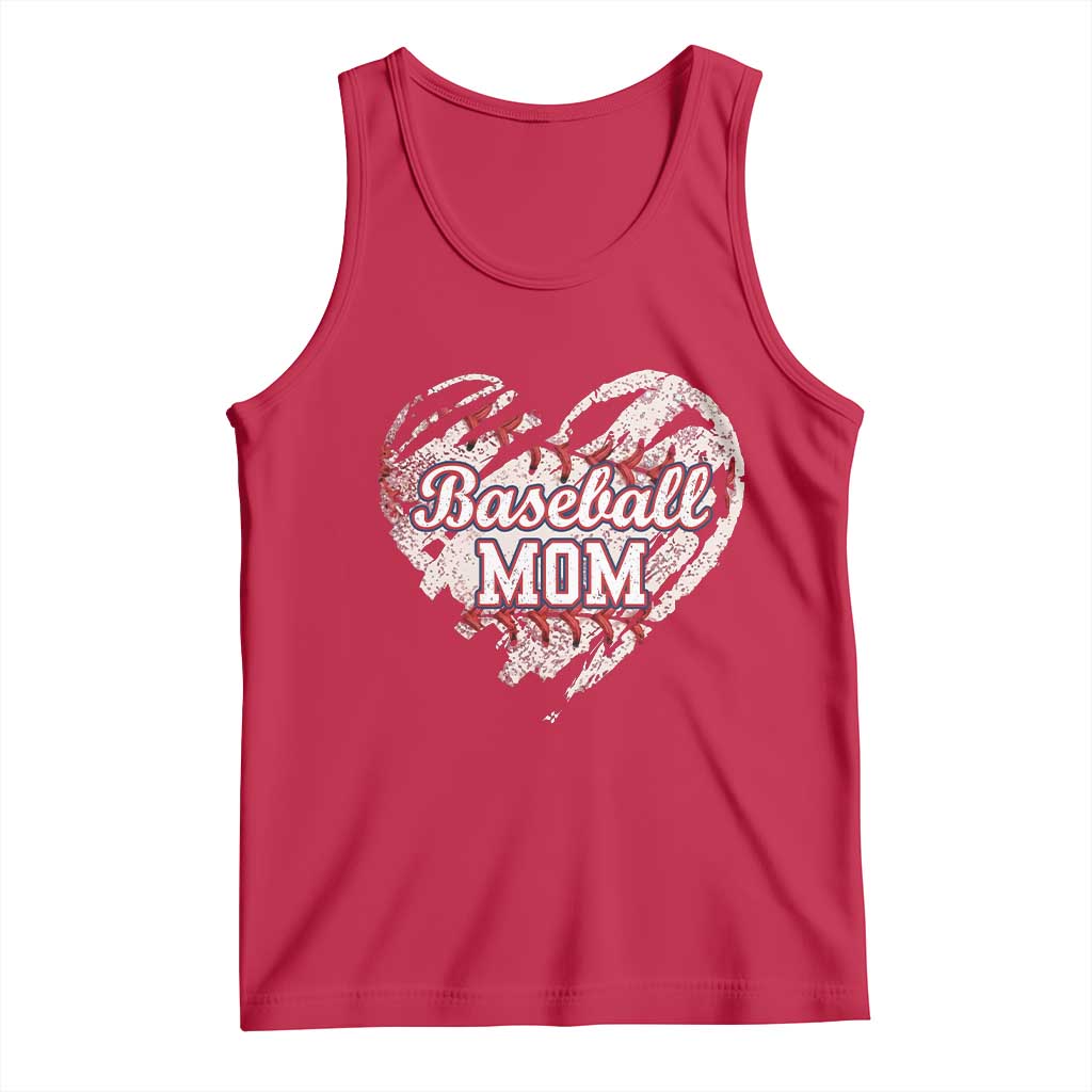 Baseball Mom Tank Top Baseball Mama Life Game Day Vintage Heart TS11 Red Print Your Wear