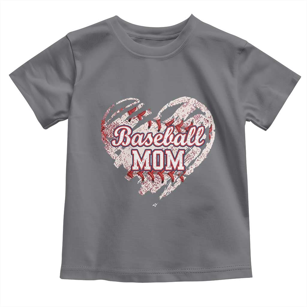 Baseball Mom Toddler T Shirt Baseball Mama Life Game Day Vintage Heart TS11 Charcoal Print Your Wear