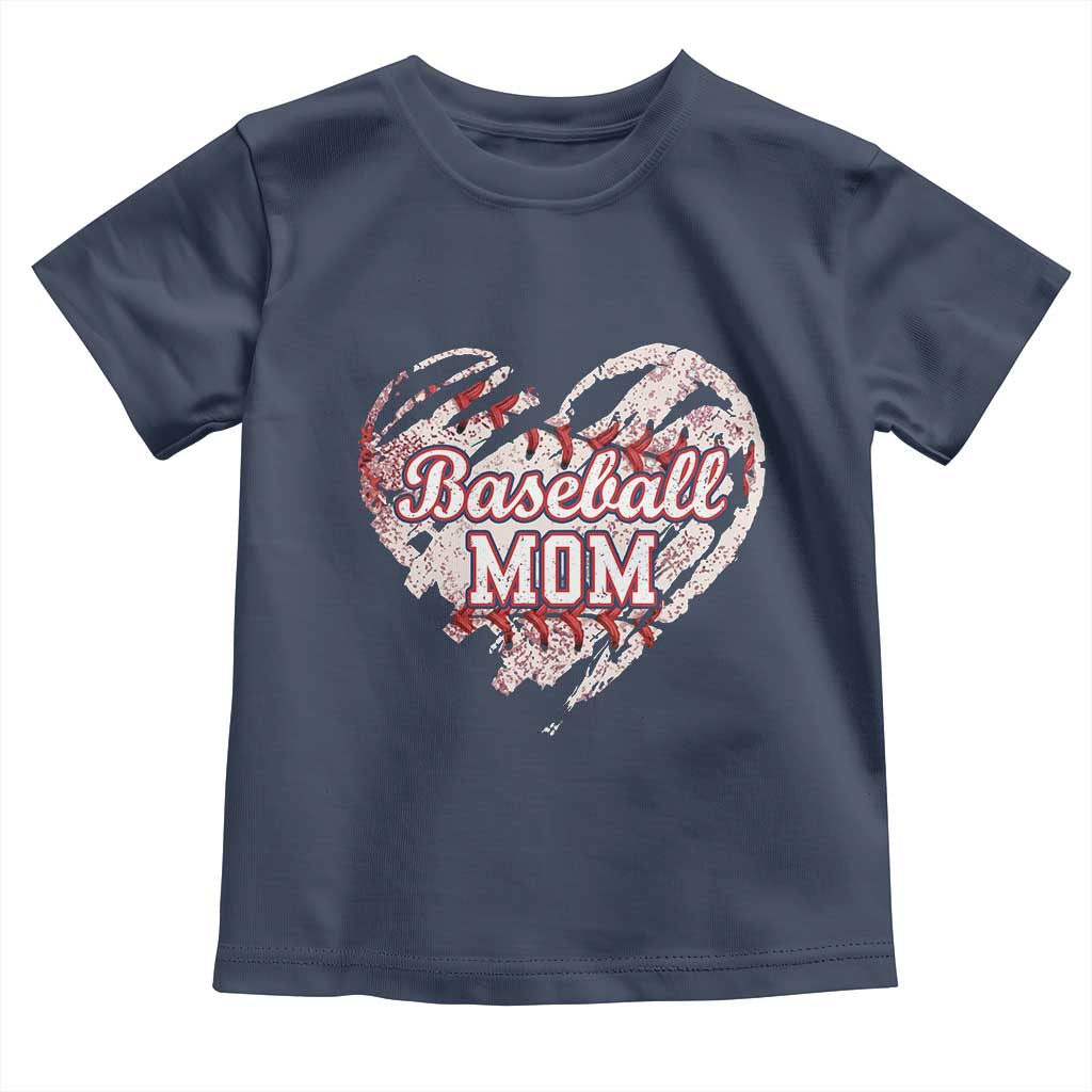 Baseball Mom Toddler T Shirt Baseball Mama Life Game Day Vintage Heart TS11 Navy Print Your Wear