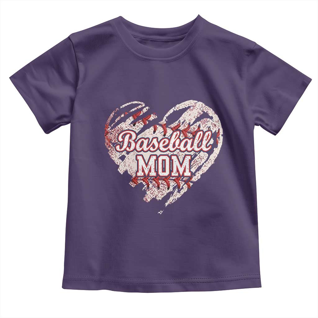 Baseball Mom Toddler T Shirt Baseball Mama Life Game Day Vintage Heart TS11 Purple Print Your Wear