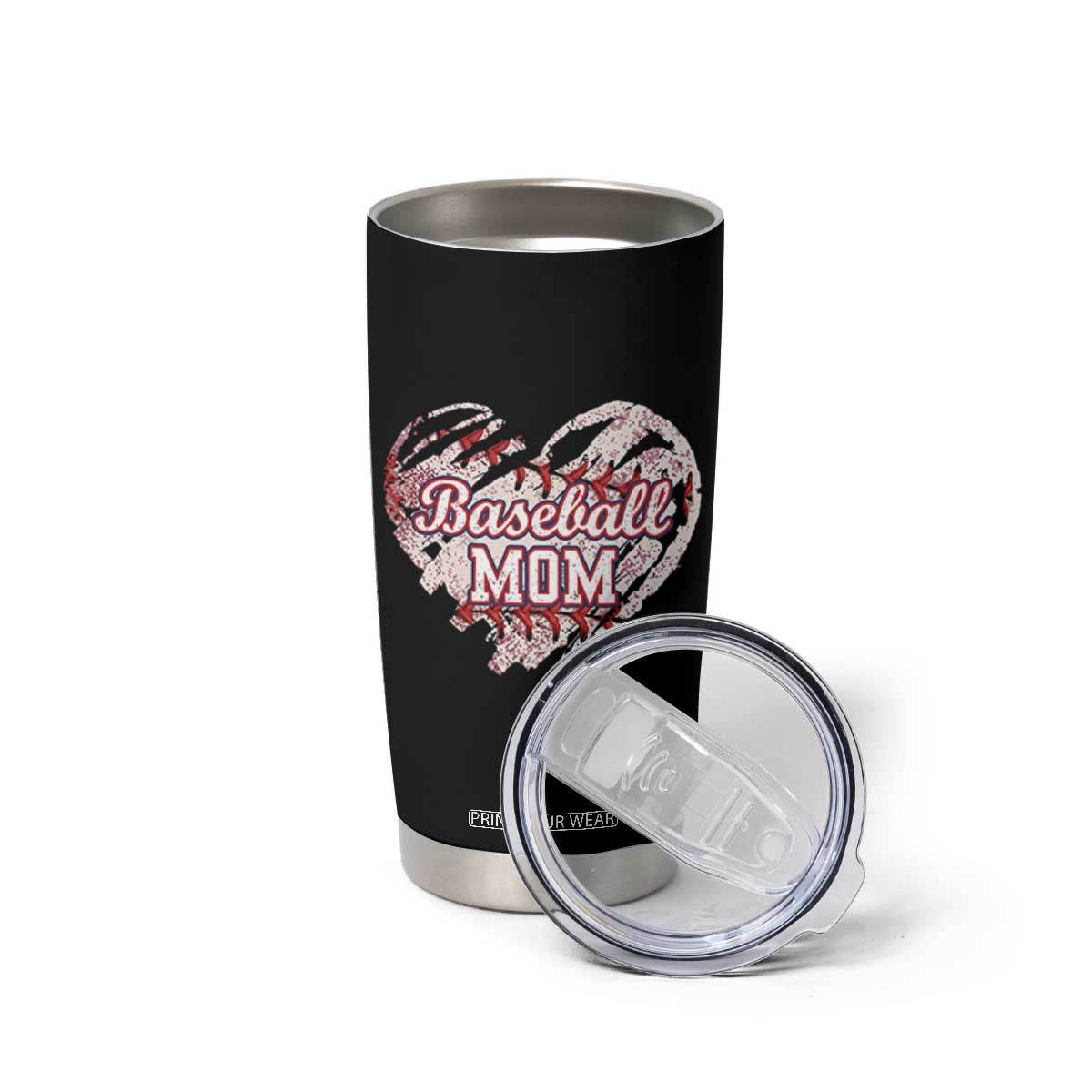 Baseball Mom Tumbler Cup Baseball Mama Life Game Day Vintage Heart TS11 Print Your Wear