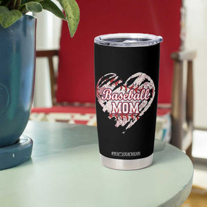 Baseball Mom Tumbler Cup Baseball Mama Life Game Day Vintage Heart TS11 Print Your Wear