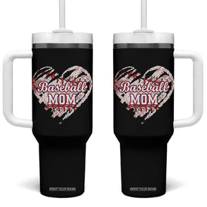 Baseball Mom Tumbler With Handle Baseball Mama Life Game Day Vintage Heart TS11 One Size: 40 oz Black Print Your Wear