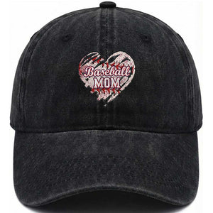 Baseball Mom Washed Cotton Baseball Cap Baseball Mama Life Game Day Vintage Heart