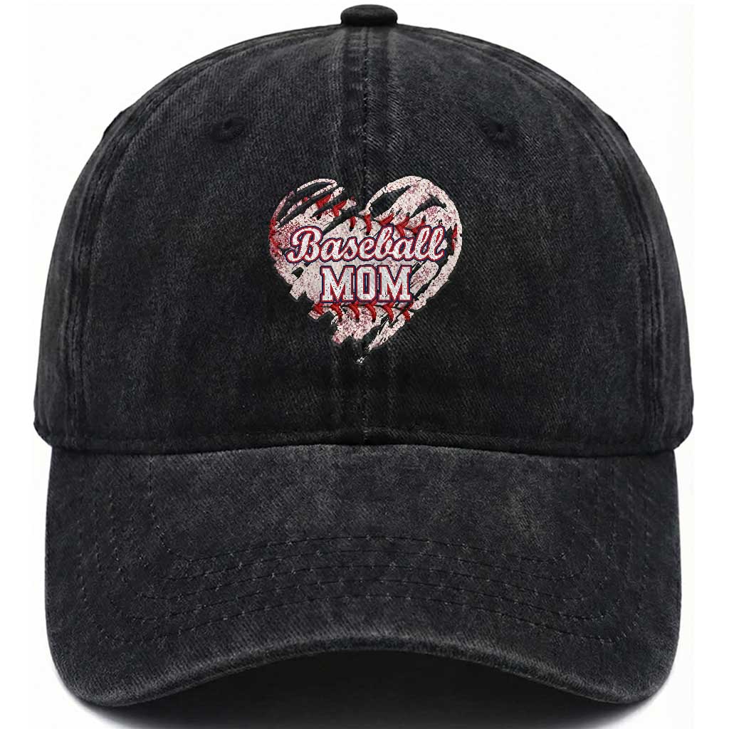 Baseball Mom Washed Cotton Baseball Cap Baseball Mama Life Game Day Vintage Heart