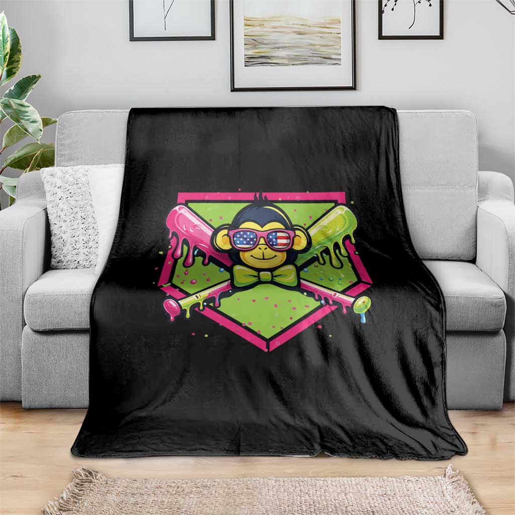 Party Monkey Baseball Drip Funny Animals Lover Throw Blanket TS11 Print Your Wear
