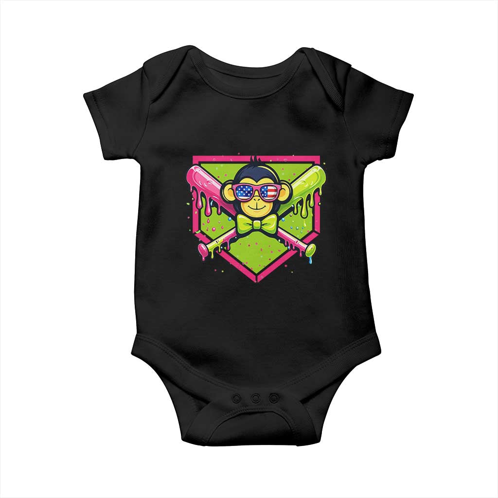 Party Monkey Baseball Drip Funny Animals Lover Baby Onesie TS11 Black Print Your Wear