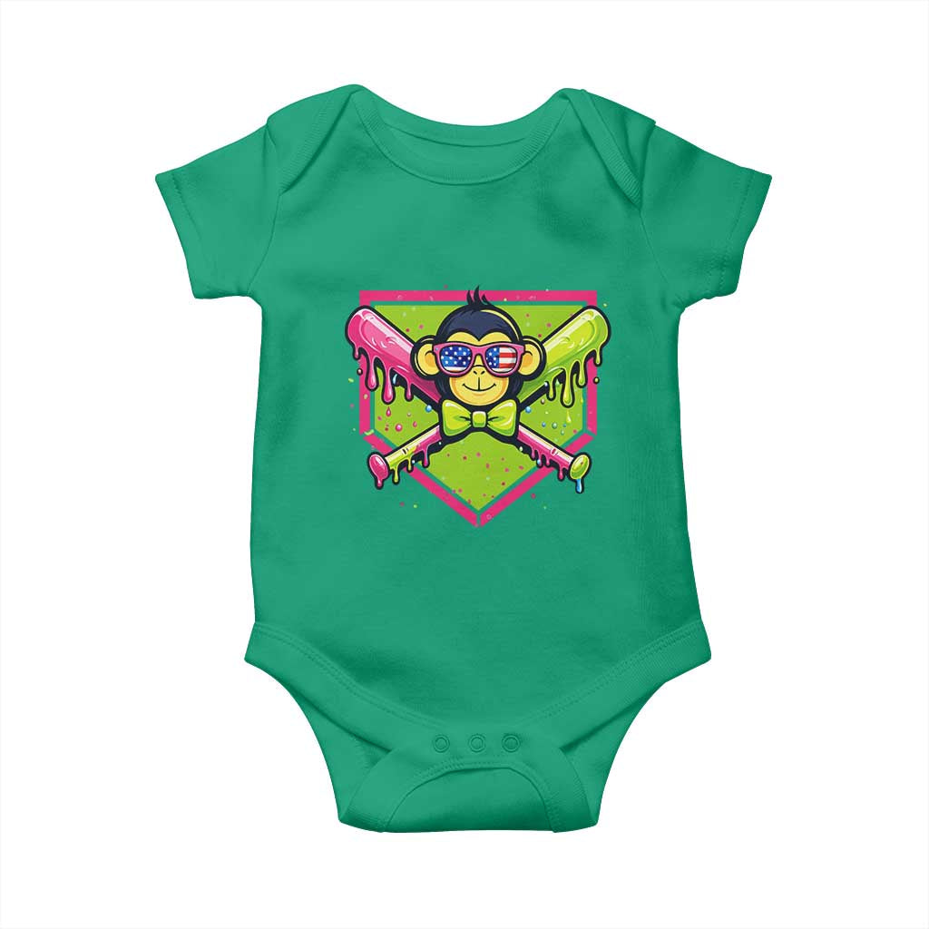 Party Monkey Baseball Drip Funny Animals Lover Baby Onesie TS11 Irish Green Print Your Wear