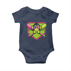 Party Monkey Baseball Drip Funny Animals Lover Baby Onesie TS11 Navy Print Your Wear