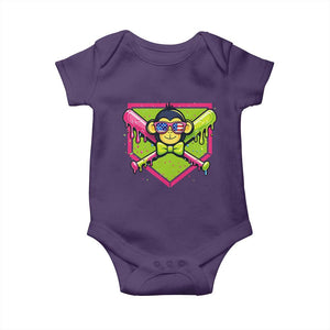 Party Monkey Baseball Drip Funny Animals Lover Baby Onesie TS11 Purple Print Your Wear