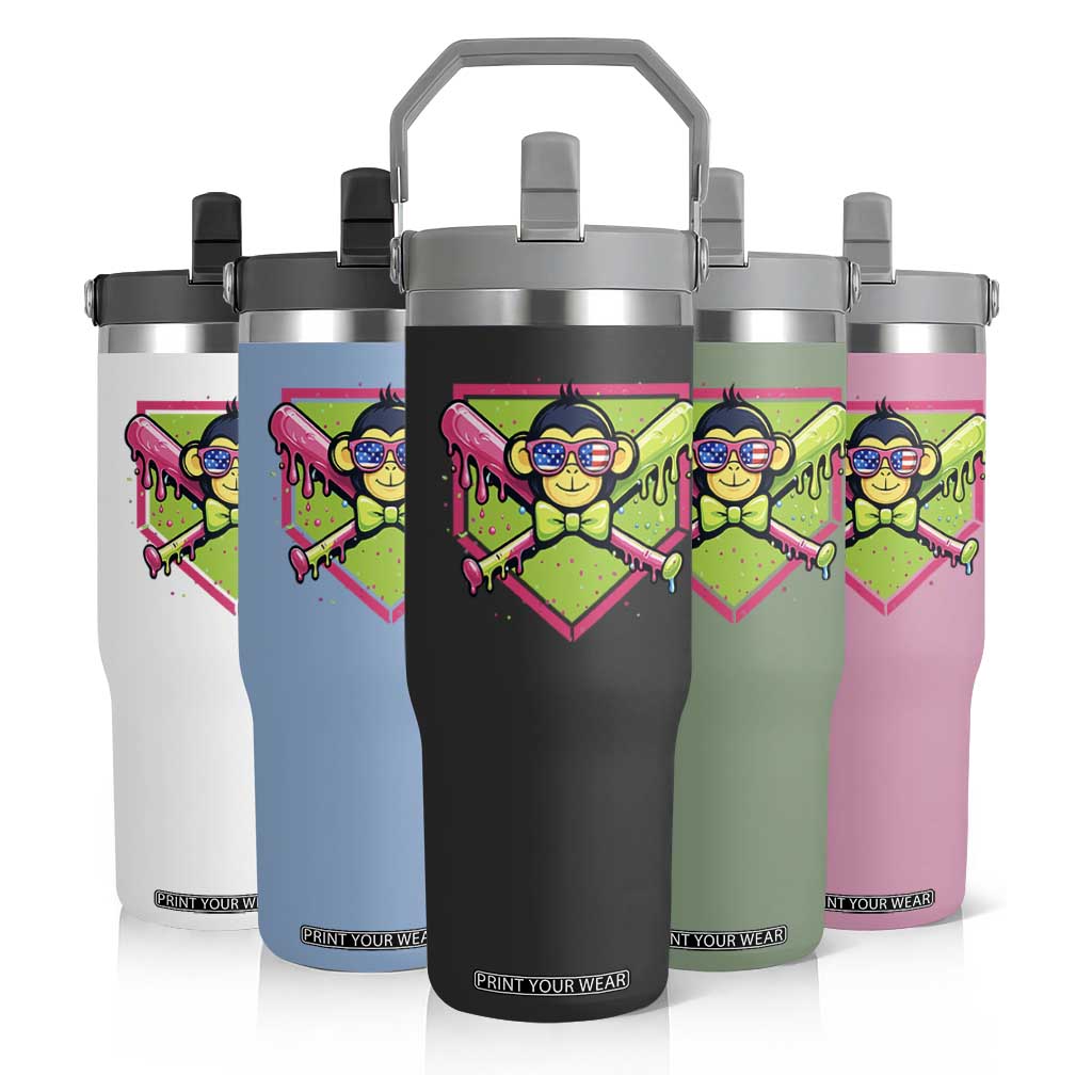 Party Monkey Baseball Drip Funny Animals Lover Flip Straw Tumbler TS11 Print Your Wear