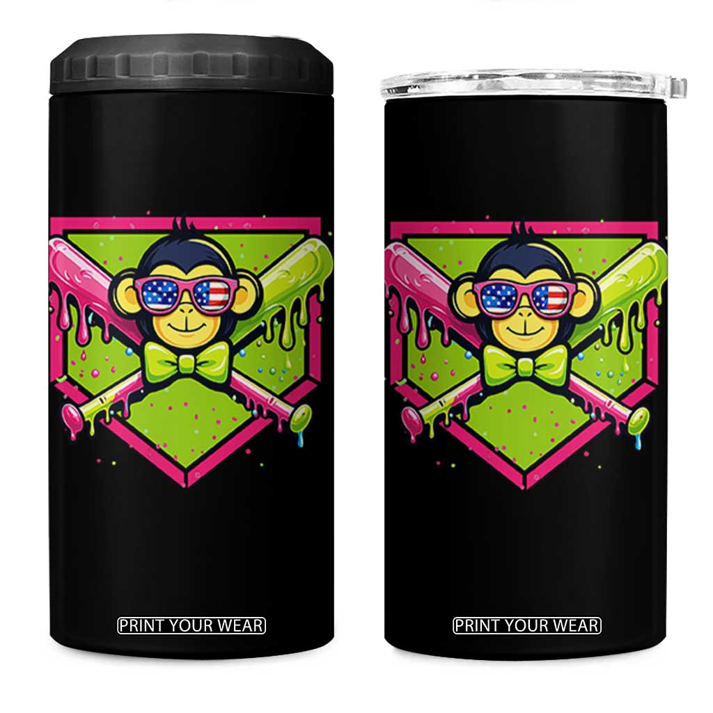 Party Monkey Baseball Drip Funny Animals Lover 4 in 1 Can Cooler Tumbler TS11 One Size: 16 oz Black Print Your Wear