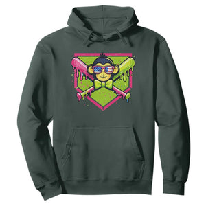 Party Monkey Baseball Drip Funny Animals Lover Hoodie TS11 Dark Forest Green Print Your Wear