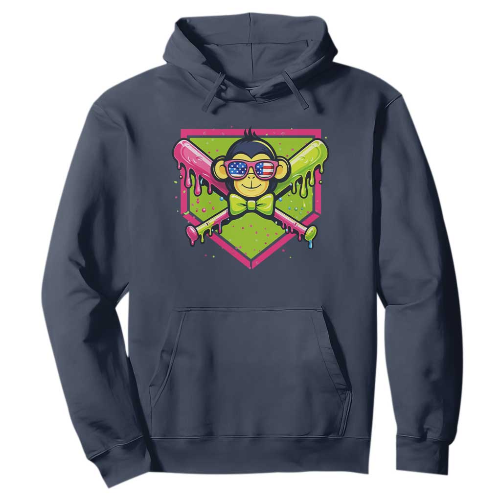 Party Monkey Baseball Drip Funny Animals Lover Hoodie TS11 Navy Print Your Wear