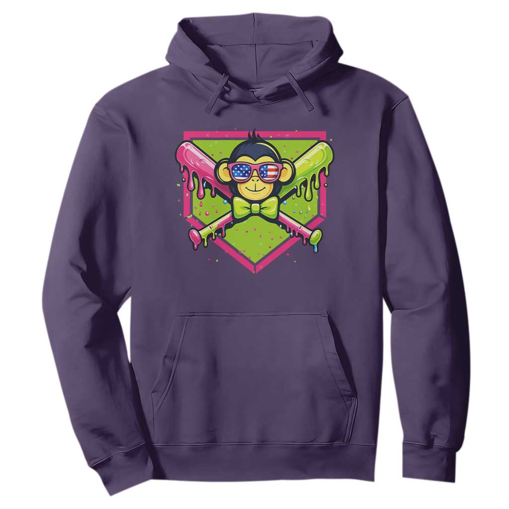 Party Monkey Baseball Drip Funny Animals Lover Hoodie TS11 Purple Print Your Wear
