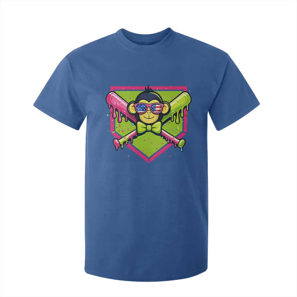 Party Monkey Baseball Drip Funny Animals Lover T Shirt For Kid TS11 Royal Blue Print Your Wear
