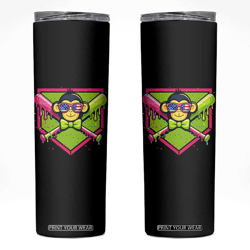 Party Monkey Baseball Drip Funny Animals Lover Skinny Tumbler TS11 Black Print Your Wear