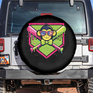 Party Monkey Baseball Drip Funny Animals Lover Spare Tire Cover TS11 No hole Black Print Your Wear