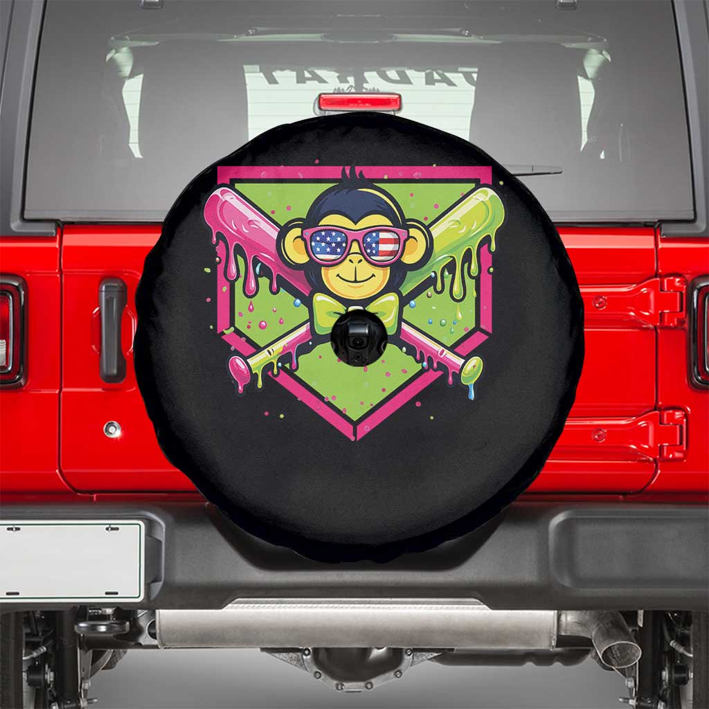 Party Monkey Baseball Drip Funny Animals Lover Spare Tire Cover TS11 Black Print Your Wear