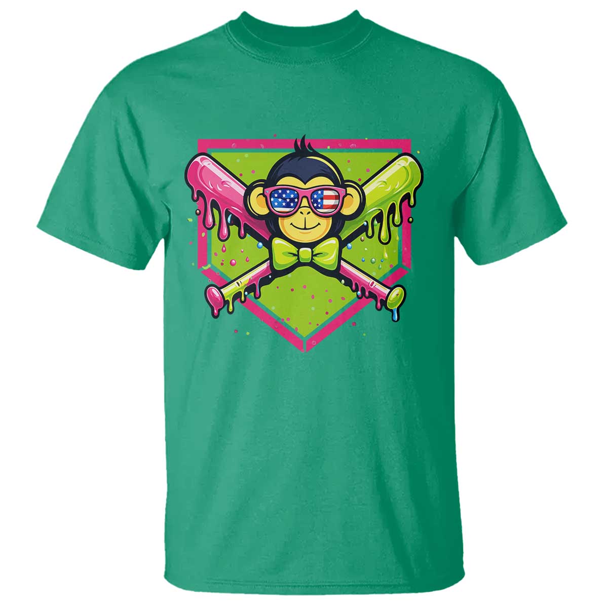 Party Monkey Baseball Drip Funny Animals Lover T Shirt TS11 Irish Green Print Your Wear