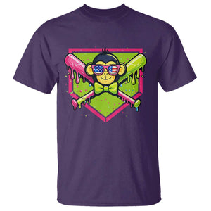 Party Monkey Baseball Drip Funny Animals Lover T Shirt TS11 Purple Print Your Wear