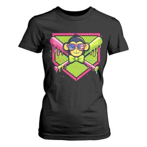 Party Monkey Baseball Drip Funny Animals Lover T Shirt For Women TS11 Black Print Your Wear