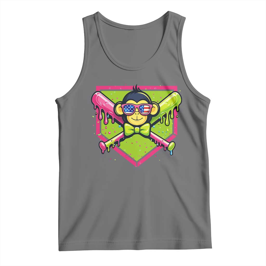 Party Monkey Baseball Drip Funny Animals Lover Tank Top TS11 Black Heather Print Your Wear