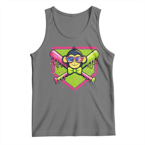 Party Monkey Baseball Drip Funny Animals Lover Tank Top TS11 Black Heather Print Your Wear