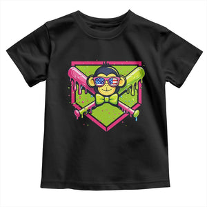 Party Monkey Baseball Drip Funny Animals Lover Toddler T Shirt TS11 Black Print Your Wear