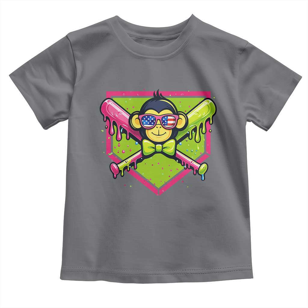 Party Monkey Baseball Drip Funny Animals Lover Toddler T Shirt TS11 Charcoal Print Your Wear