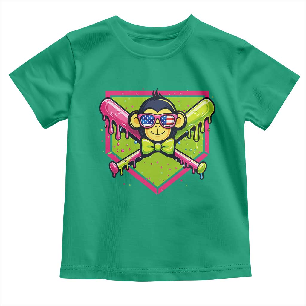 Party Monkey Baseball Drip Funny Animals Lover Toddler T Shirt TS11 Irish Green Print Your Wear