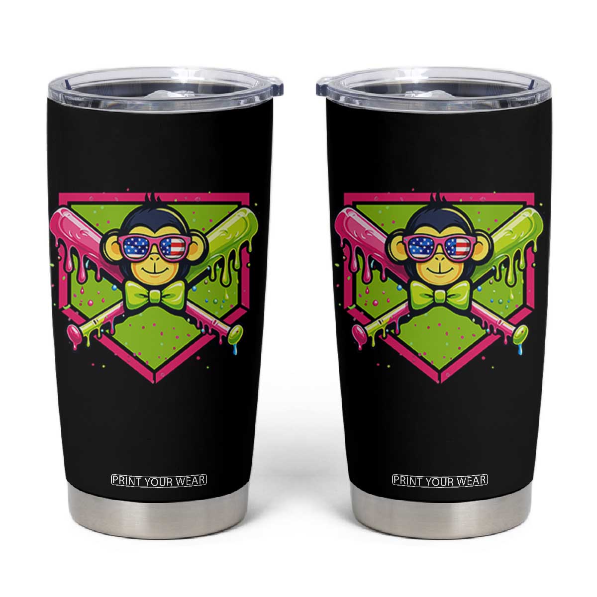Party Monkey Baseball Drip Funny Animals Lover Tumbler Cup TS11 Black Print Your Wear