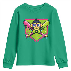 Party Monkey Baseball Drip Funny Animals Lover Youth Sweatshirt TS11 Irish Green Print Your Wear