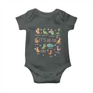 Dinosaur Autism Awareness Baby Onesie It Is Okay to Be Different Dino Lover TS11 Dark Heather Print Your Wear