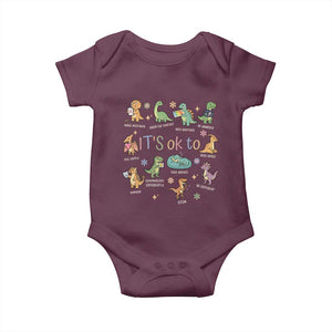 Dinosaur Autism Awareness Baby Onesie It Is Okay to Be Different Dino Lover TS11 Maroon Print Your Wear