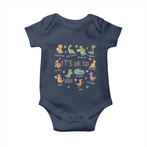 Dinosaur Autism Awareness Baby Onesie It Is Okay to Be Different Dino Lover TS11 Navy Print Your Wear