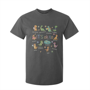 Dinosaur Autism Awareness T Shirt For Kid It Is Okay to Be Different Dino Lover TS11 Dark Heather Print Your Wear