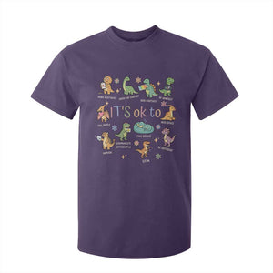 Dinosaur Autism Awareness T Shirt For Kid It Is Okay to Be Different Dino Lover TS11 Purple Print Your Wear