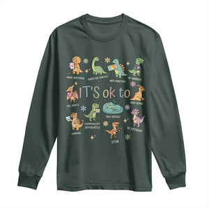 Dinosaur Autism Awareness Long Sleeve Shirt It Is Okay to Be Different Dino Lover TS11 Dark Forest Green Print Your Wear