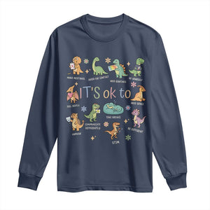 Dinosaur Autism Awareness Long Sleeve Shirt It Is Okay to Be Different Dino Lover TS11 Navy Print Your Wear