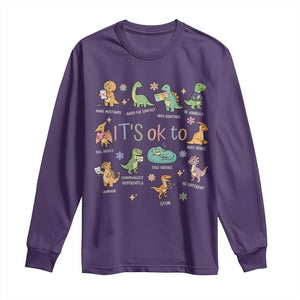 Dinosaur Autism Awareness Long Sleeve Shirt It Is Okay to Be Different Dino Lover TS11 Purple Print Your Wear