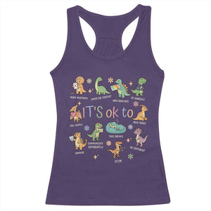 Dinosaur Autism Awareness Racerback Tank Top It Is Okay to Be Different Dino Lover TS11 Purple Print Your Wear