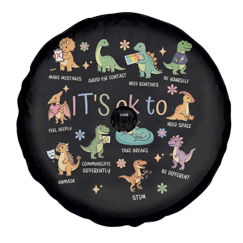 Dinosaur Autism Awareness Spare Tire Cover It Is Okay to Be Different Dino Lover TS11 Print Your Wear