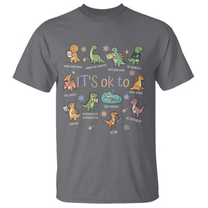 Dinosaur Autism Awareness T Shirt It Is Okay to Be Different Dino Lover TS11 Charcoal Print Your Wear