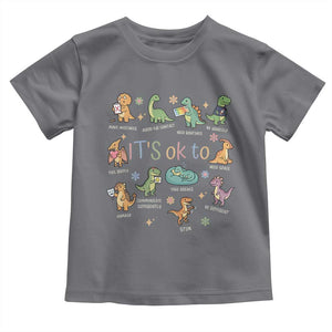 Dinosaur Autism Awareness Toddler T Shirt It Is Okay to Be Different Dino Lover TS11 Charcoal Print Your Wear