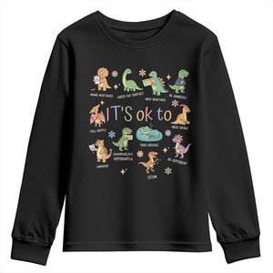 Dinosaur Autism Awareness Youth Sweatshirt It Is Okay to Be Different Dino Lover TS11 Black Print Your Wear