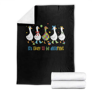 Funny Autistic Goose Throw Blanket It Is Okay To Be Different Autism Awareness TS11 Black Print Your Wear