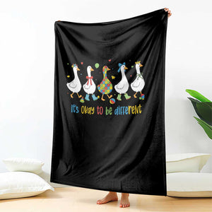 Funny Autistic Goose Throw Blanket It Is Okay To Be Different Autism Awareness TS11 Print Your Wear